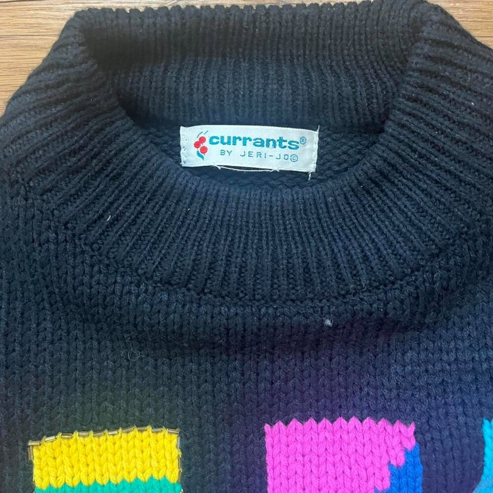 Currants by Jeri Jo | Vintage 1980s abstract women's knit sweater. - Picture 4 of 4